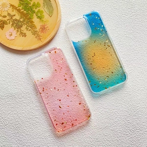 Pink and gradient phone cases with gold foil glitter for iPhone 16 Pro Max