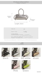 Size chart showing 25x10x11cm dimensions and PU material for the cylinder handbag