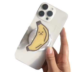 Cute cartoon banana acrylic cell phone pop socket stand on a clear phone case