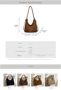 Detailed size chart and multi-color options for the large capacity tote and backpack