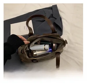Top-down view of spacious tote bag interior showing multiple storage compartments