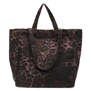 Large leopard print canvas tote bag with dual handles for daily fashion and travel