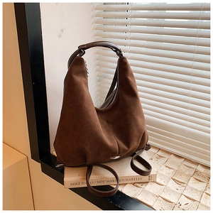 Minimalist dark brown matte PU leather dual-use backpack with round top handle