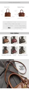 Detailed size guide and specifications for vintage large and small PU tote bags