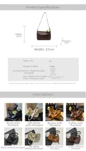Size chart showing large PU leather tote dimensions and versatile color options for women