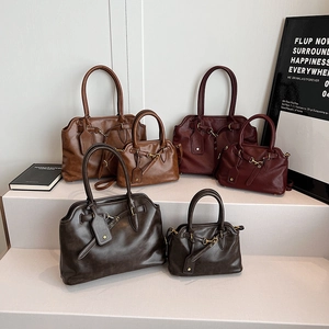 Vintage PU Leather Tote Handbag Large Capacity Retro Commuter Shoulder Bag With Removable Adjustable Strap