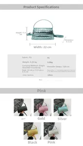 Detailed size specifications and color options for the glossy crocodile pattern handbag