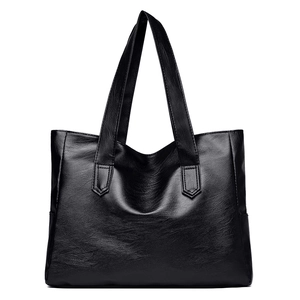 Women's Large Capacity Tote Bag PU Leather Lychee Texture Solid Color Zipper Closure Shoulder Handbag Commuting