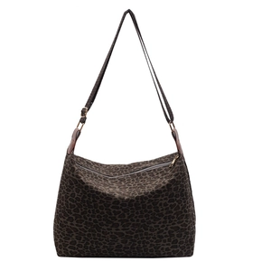 Large vintage leopard print tote bag with adjustable shoulder strap and top zipper closure