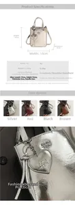 Detailed size chart for the PU mini crossbody bag showing dimensions and handle height