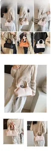 Cloud-Handtasche mit Litschi-Muster in Rosa, Schwarz und Braun mit Umhängeriemen