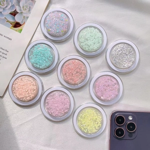 Colorful glitter sequin set with 8 round cases for DIY crafts and phone case decoration