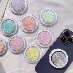 Magnetic Phone Holder Glitter Sparkly Sequins Circular Stand Desktop Folding Grip Universal Sparkle