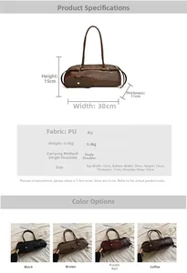 Detailed size specifications and material parameters for large capacity Boston baguette bag