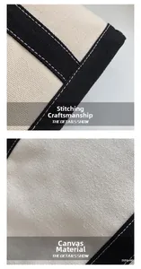 Detailed close-up showing stitching craft and premium canvas fabric texture of the tote bag