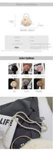 Tableau des tailles du sac lapin en peluche montrant les dimensions et les couleurs