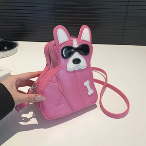 Sac Bandoulière Forme Bouledogue Français Cuir PU Pochette Épaule Chiot Décor Lunettes Soleil Mode Y2K Femmes Filles