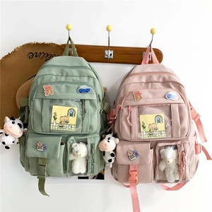Student School Backpack Large Capacity Nylon Korean Style Fashion Casual Travel Bag With Multi Pockets For Girls