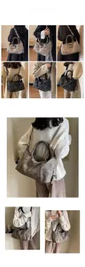 Retro frosted leather Boston bag detail showing the adjustable metal strap and side pocket