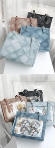Detailed view of ita bag colors with transparent PVC windows for display and quilting