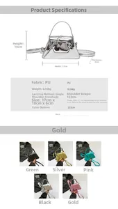 Detailed size specifications for the glossy metallic mini trapezoid crossbody bag