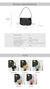 Detailed size chart and multi-color options for glossy patent leather crossbody bag