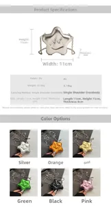 Detail view of mini star-shaped PU leather crossbody bags in six vibrant colors