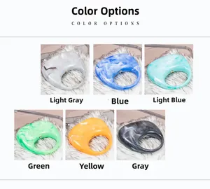 Detailed view of half-moon acrylic handbags with marble patterns in six distinct colors