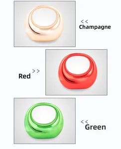 Detailed comparison of acrylic moon bags in champagne, red, and green metallic finishes