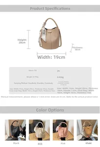 Tableau des tailles détaillé pour sac seau en similicuir souple avec pochette