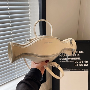 Sac À Épaule Forme Bonbon Cuir PU Décoration Fermeture Éclair Unique Sac À Main Femmes Streetwear Chic Tendance Mode