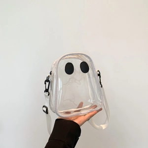 Women Ghost Transparent PVC Crossbody Bag Funny Jelly Waterproof Mini Shoulder Bag For Halloween Beach Party