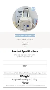 Detailed size chart and material specs for the nylon JK ita bag with transparent pocket