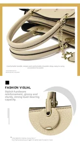 Detailed macro view of reinforced gold-tone hardware and lychee grain leather on cream tote
