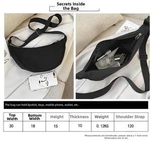 Détails sur la capacité intérieure et les dimensions compactes de ce sac croissant noir