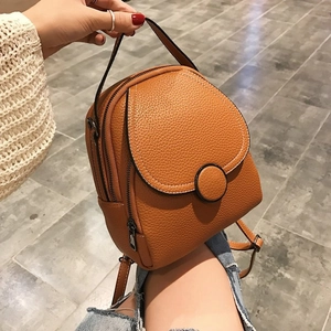 Mini Backpack For Women Lychee Texture PU Leather Crossbody Bag With Round Buckle Fashion Vintage Style For Girls