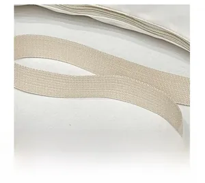 Détail de la large bandoulière en nylon beige tissé sur un sac à bandoulière moderne