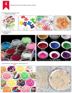DIY craft kit with dried flowers, fruit slices, glitter powders and pearls for keychains