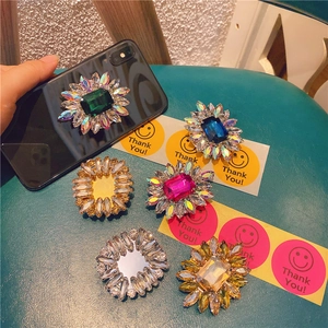 Rhinestone Flower Expanding Phone Stand Foldable Crystal Gemstone Socket Grip Desktop Holder Luxury Universal Accessory