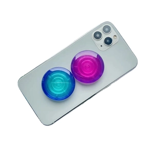 Universal gradient collapsible phone socket grip with translucent sunset resin texture