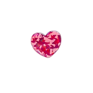 Scallop shell pattern heart phone grip with sparkling pink and red resin sequins