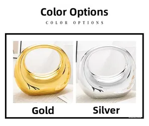Modern metallic ring ornaments in polished gold and silver finishes color options