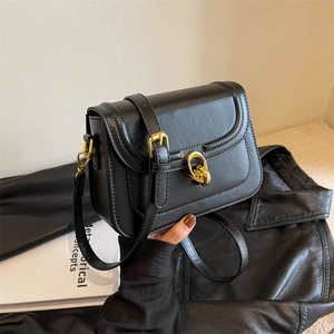 Retro Square Crossbody Shoulder Bag PU Leather Gold Metal Lock Fashion Daily Style For Women