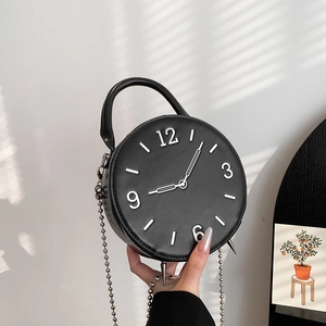 Sac À Main Rond En Cuir PU Design Horloge Fantaisie Pour Femmes Forme Réveil Sac À Bandoulière Chaîne Chic