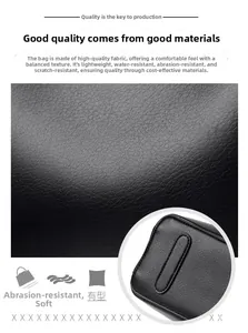 Detailed view of water-resistant black lychee grain leather with durable soft texture