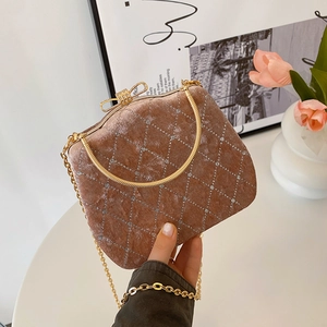 Sac De Soirée En Velours Matelassé Strass Nœud Sac À Bandoulière Sac À Main Avec Poignée Métallique Et Bandoulière Chaîne Femmes