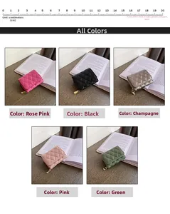 Quilted accordion card wallet in five colors with premium gold metal zippers