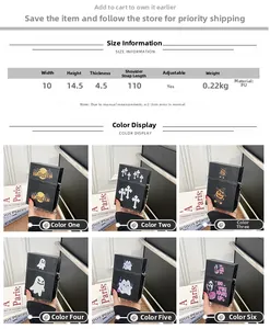 Size information and dimensions chart for small PU crossbody phone bag with chain