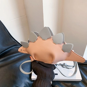 Dinosaur Shape Crossbody Bag PU Leather Cartoon Stegosaurus Small Shoulder Purse Women Girls Novelty Fun Animal Design