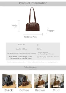 Tableau des tailles du sac bandoulière en PU pour femme avec dimensions 27x16x10cm